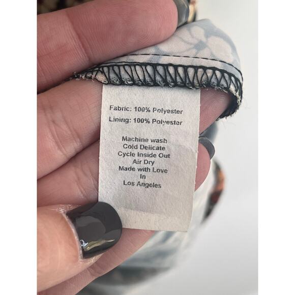 RESA Willow Collection Odi Floral Tie Shoulder Smocked Mini Dress Black Multi XS - Picture 6 of 10